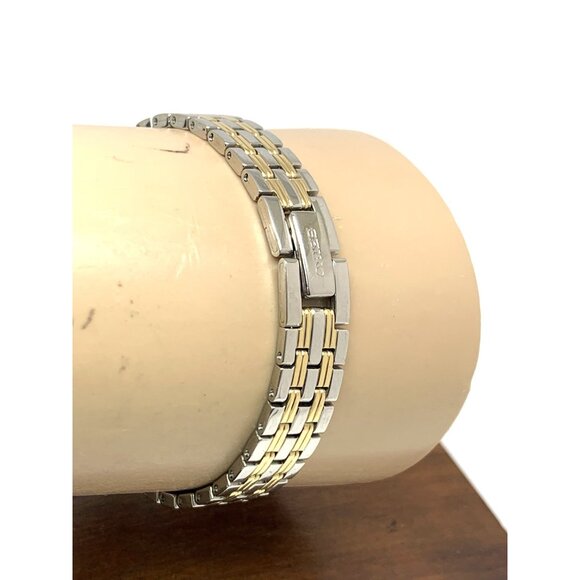 Seiko Women's Watch SXGL59 Quartz Petite Tank Rectangle White Dial 2-Tone Steel - Picture 10 of 14